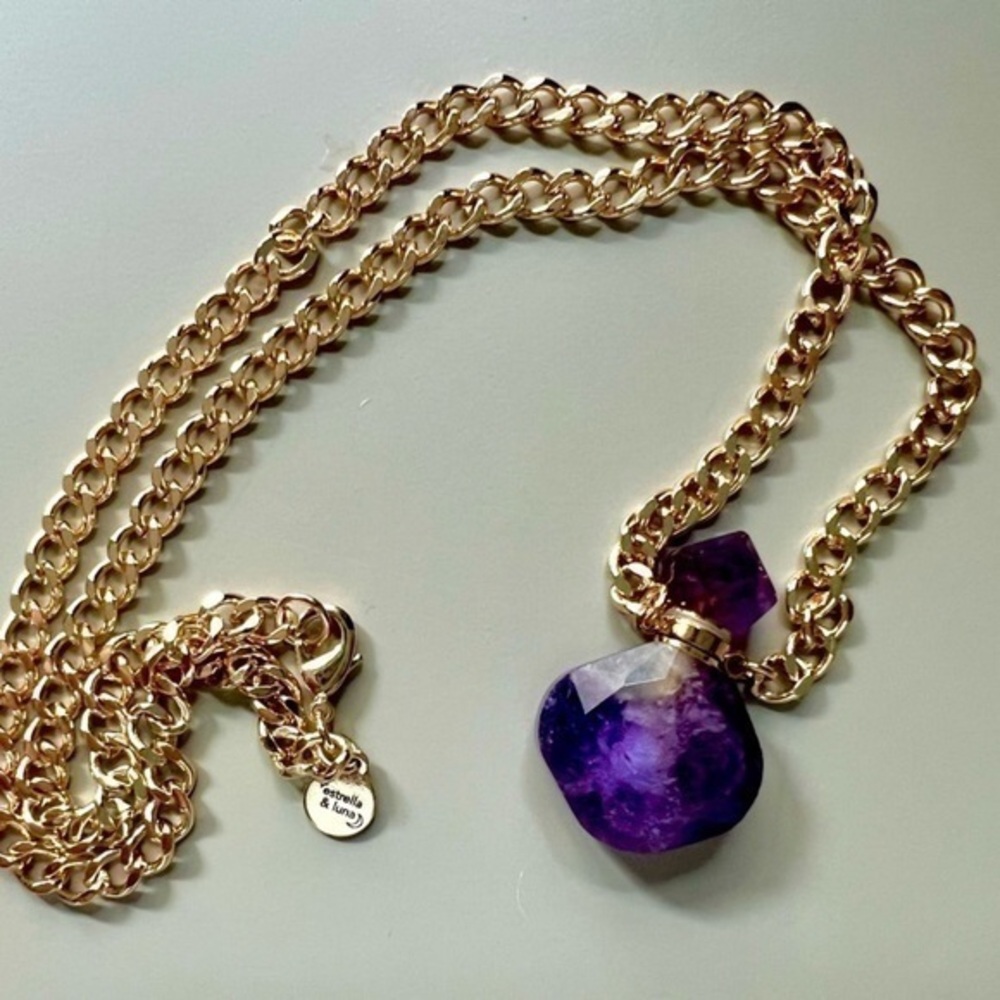 COPY - LEA* Essential Oil Amethyst Bottle Necklace NEW Handmade